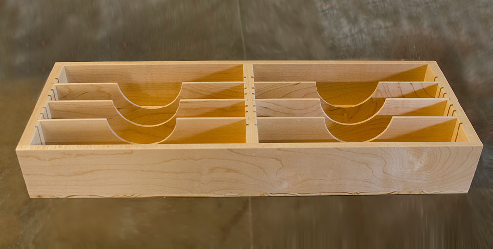 narrow maple drawer organizer