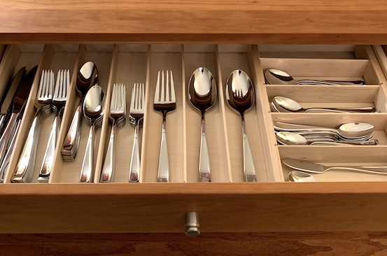 custom maple flatware insert with movable dividers