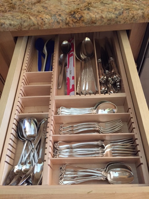 Custom Silverware Drawer Organizer, Maple 