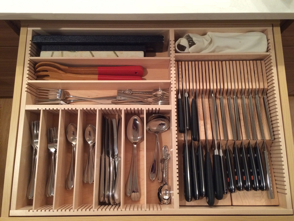 Custom Drawer Organizer. Silverware Organizer. Kitchen Drawer Organizer.  Cutlery Tray. Knife Insert 3 Big and 4 Small Knives. 