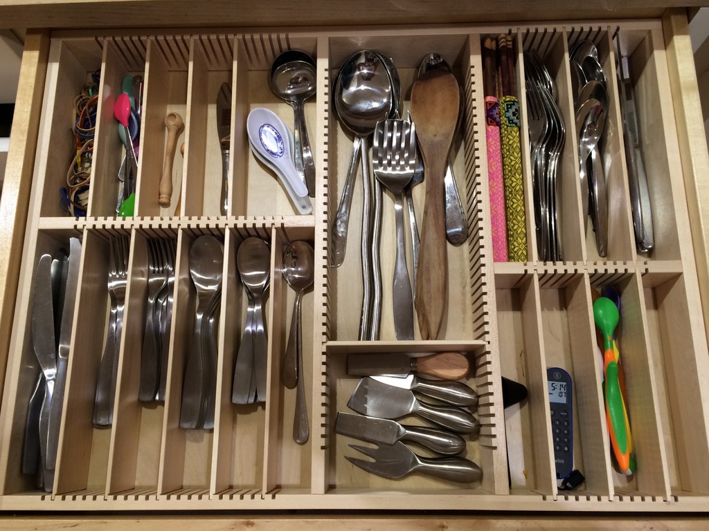 Custom Silverware Drawer Organizer, Maple 