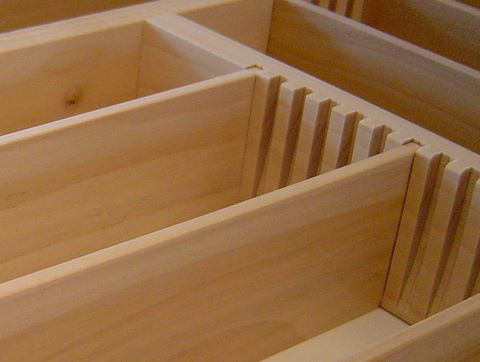 Orderly Drawer close up of slots and thin movable dividers