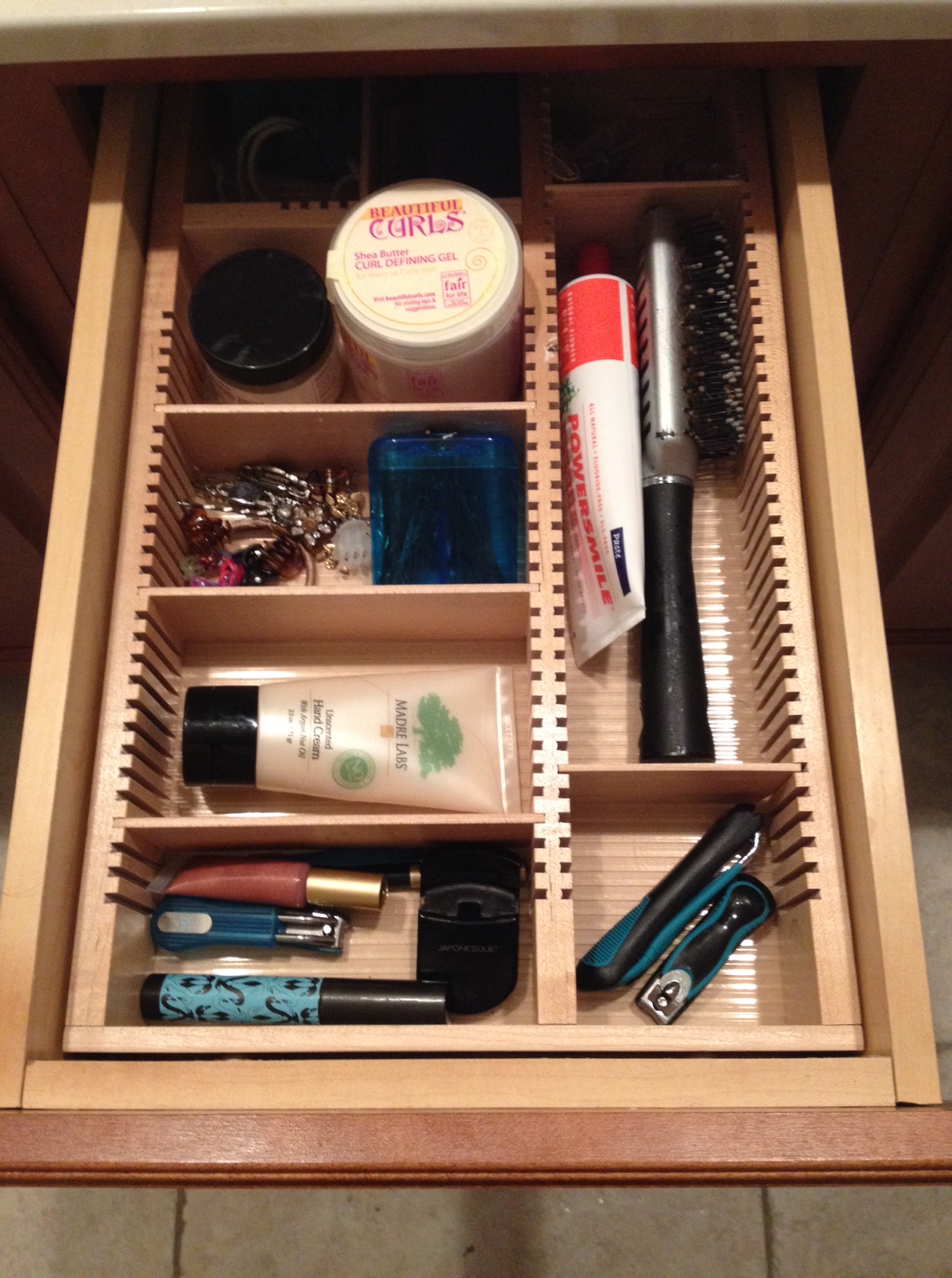 maple makeup drawer organizer